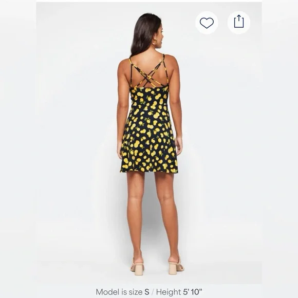 Nine Britton Navy and Yellow Lemon Print Mini Dress - Picture 3 of 11